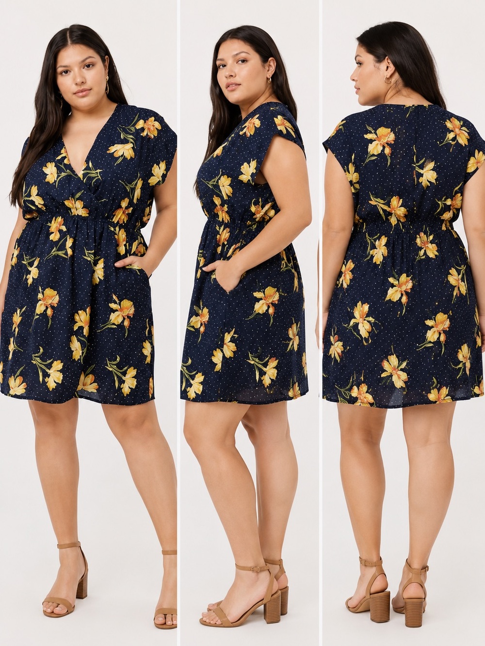 FOREVER 21 CHIC FLORAL DRESS - NAVY SIZE 3X (NEW WITH TAGS)